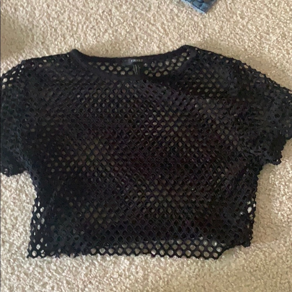 black mesh crop top